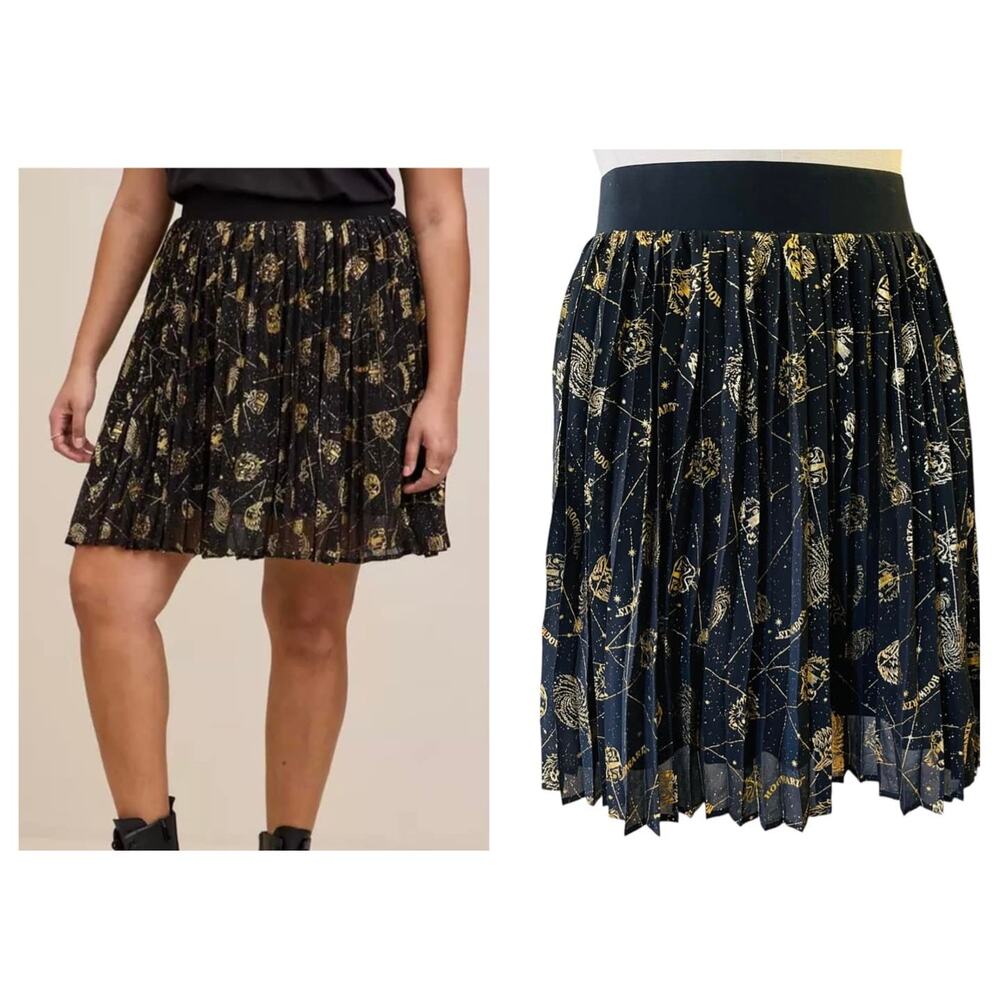 Torrid Plus Size 5 Harry Potter Celestial Chiffon Mini Pleated Skater Skirt New